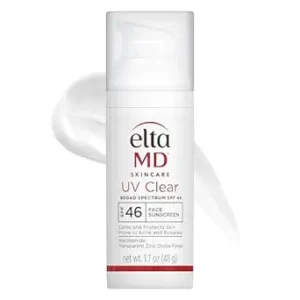 EltaMD UV Clear Face Sunscreen SPF 46 – oil-free, mineral-based sunscreen with zinc oxide, ideal for sensitive and acne-prone skin, dermatologist-recommended Amazon bestseller
