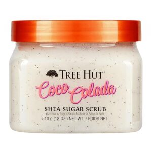 Tree Hut Shea Sugar Scrub Coco Colada 18 oz – hydrating exfoliating body scrub with shea butter and tropical oils for glowing skin